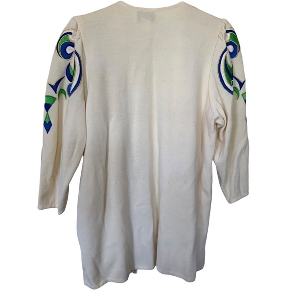 Arthur Kohler by Tricoville of London Wool Cream Ivory Cardigan Royal Blue Green - Picture 7 of 9